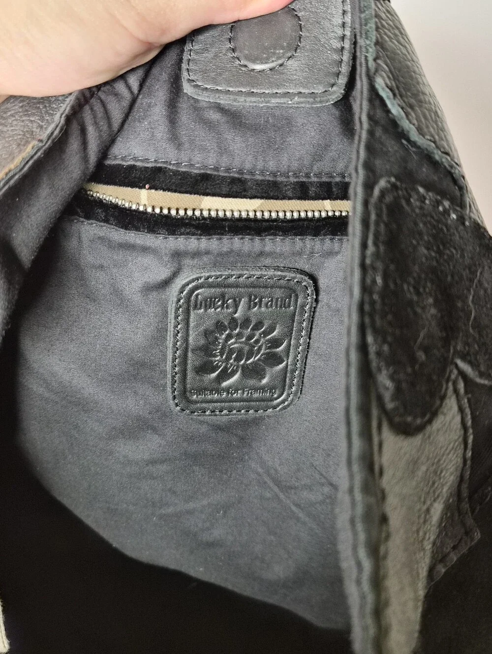 Lucky Brand Vintage Y2K Mixed Media Leather Suede Heart Patchwork Hobo Bag